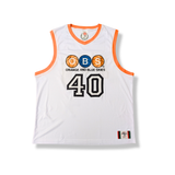 Orange & Blue Skies NYC Subway Inspired Jersey | Official Spike Lee 40 Acres - White