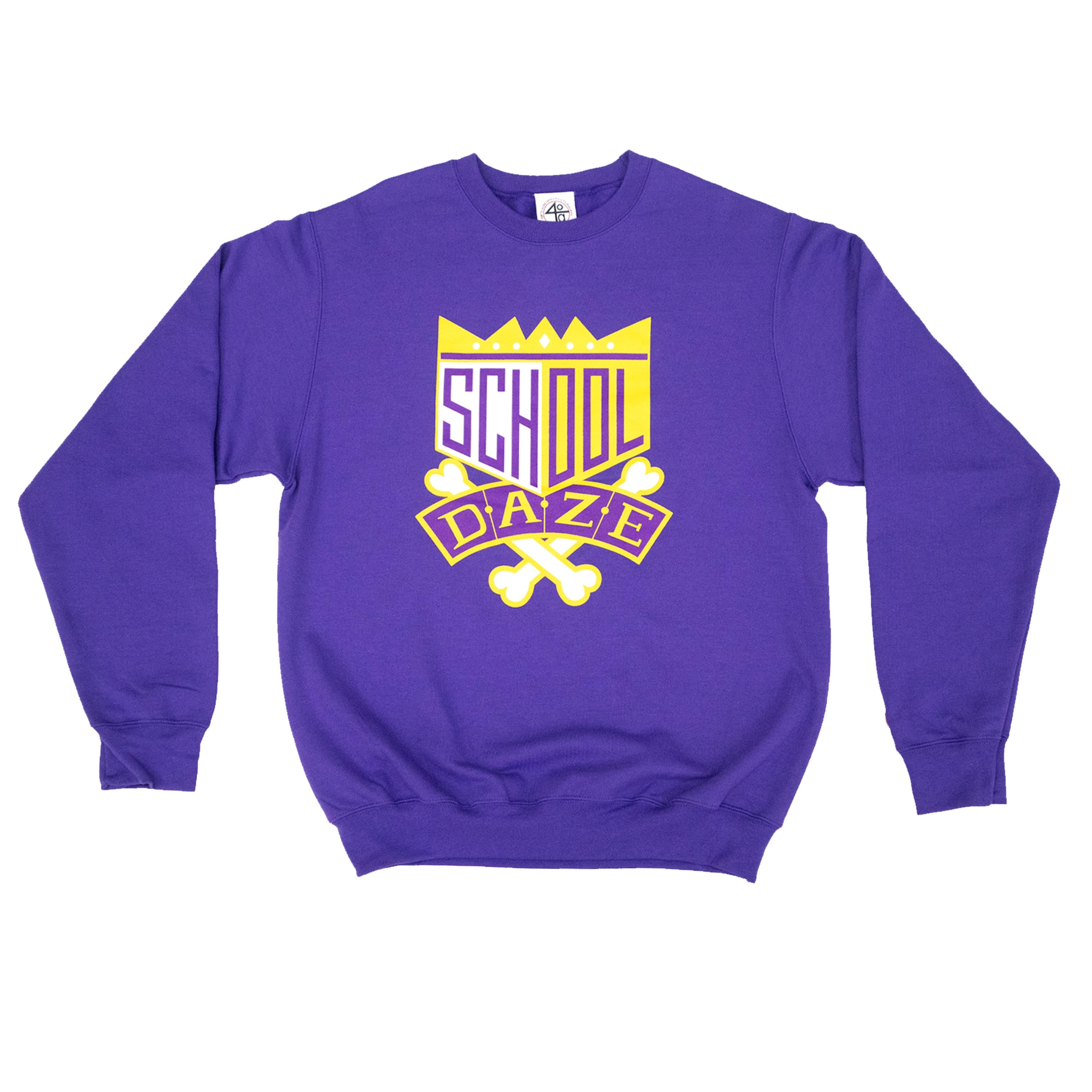 School Daze Crew Neck Sweatshirt - Purple/Gold/White