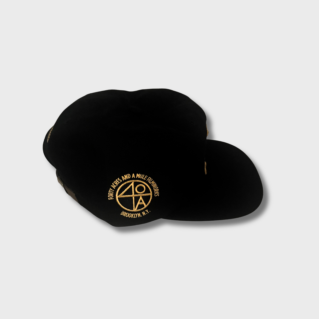 Malcolm X 100th Birthday Black & Gold Leather Strapback Hat