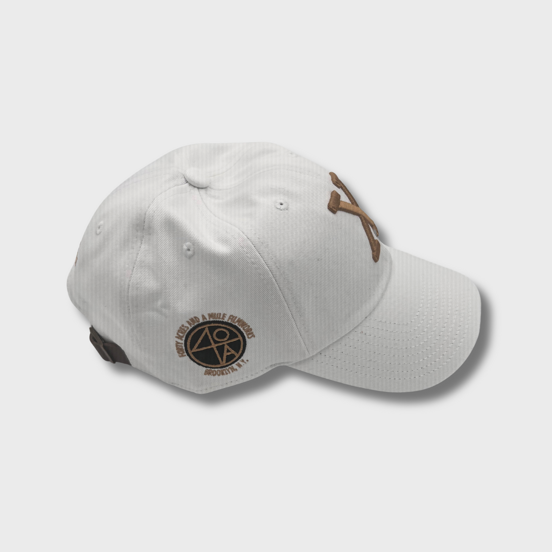 Malcolm X 100th Birthday White & Gold Leather Strapback Dad Cap