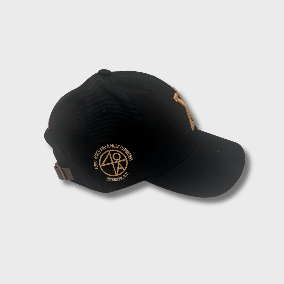 Malcolm X 100th Birthday Black & Gold Leather Strapback Dad Cap